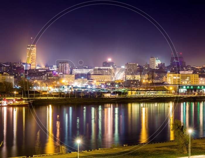 View Of Belgrade Downtown At Night - Serbia