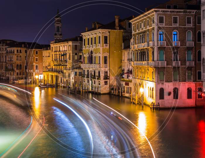 Night View Of Canal Grande In Venice