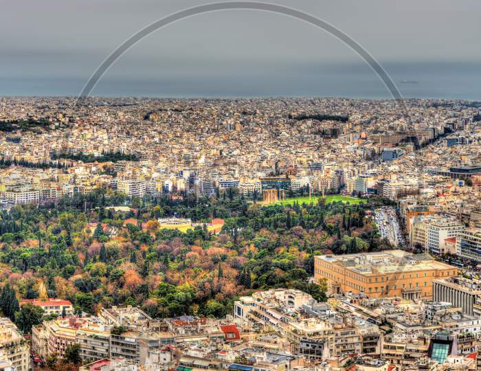 Panorama Of The Historic Center Of Athens, Greece