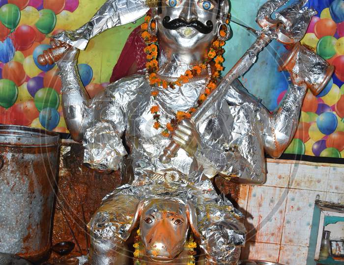 View of Rajasthan's most famous Toliasar Bhairav ​​Baba idol