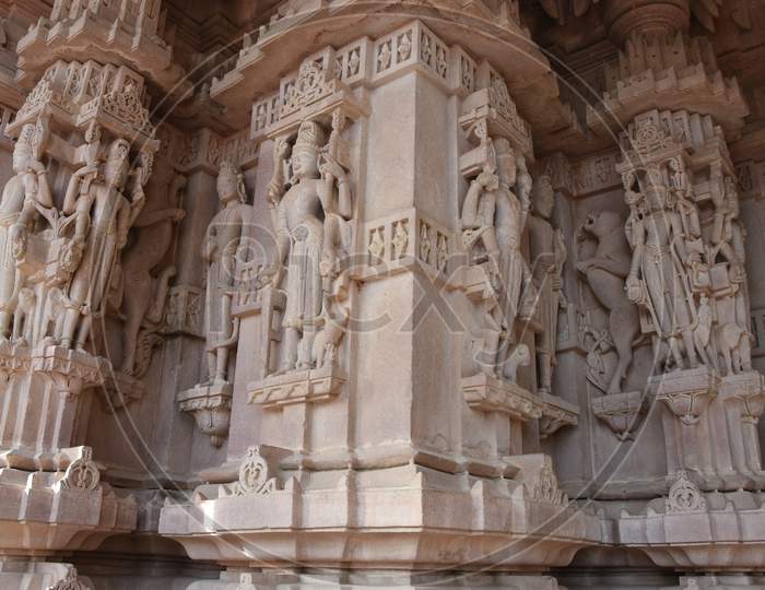 Beautiful view of temple and artwork of Mandore Garden of Jodhpur