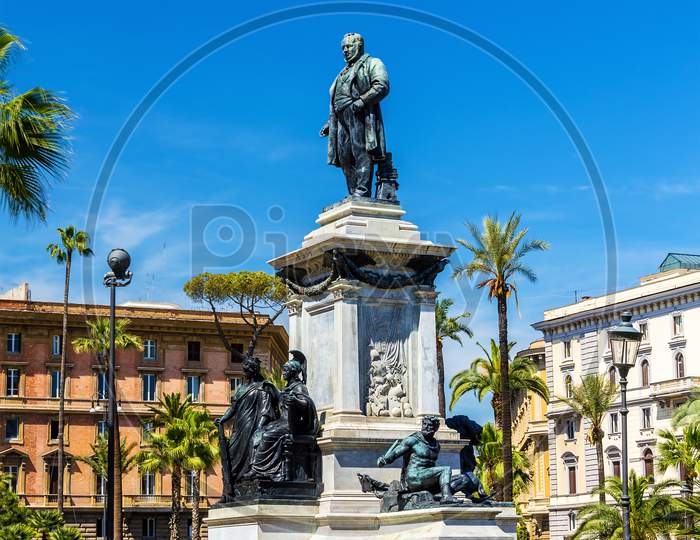 Monument To Cavour On The Square Of Its Name In Rome