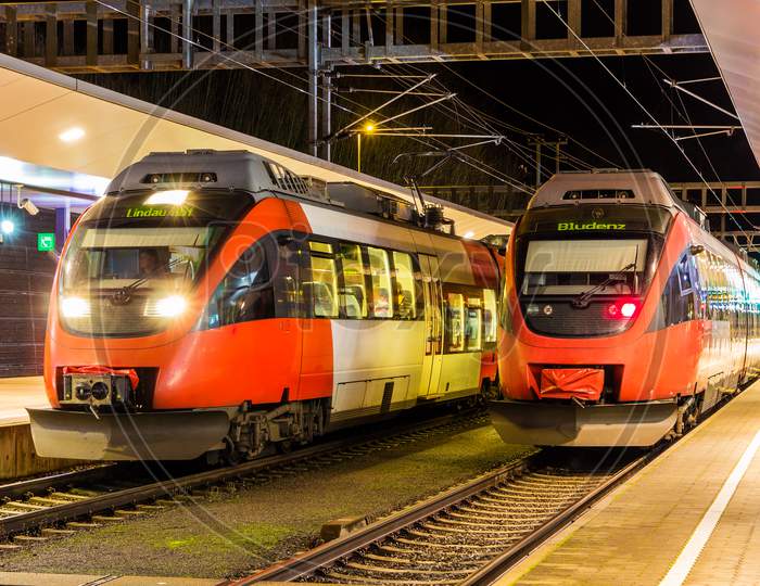 Austrian Suburban Trains At Feldkirch Station