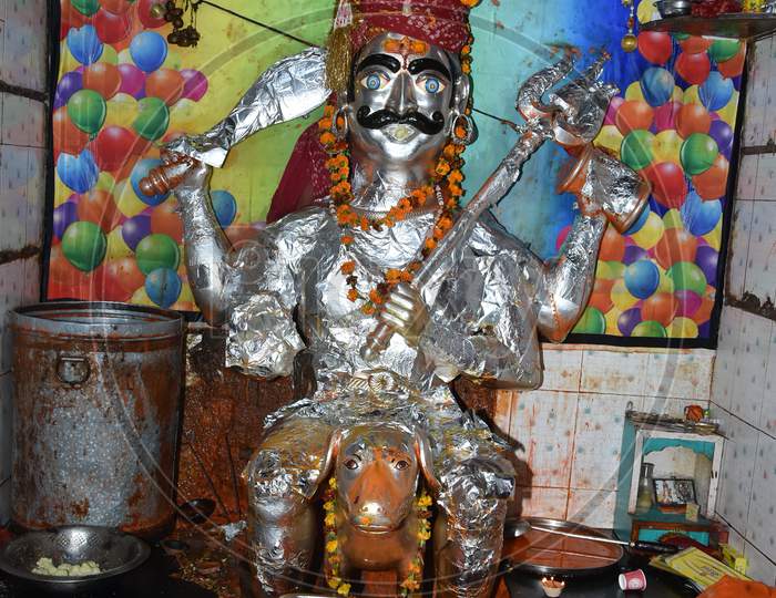 View of Rajasthan's most famous Toliasar Bhairav ​​Baba idol