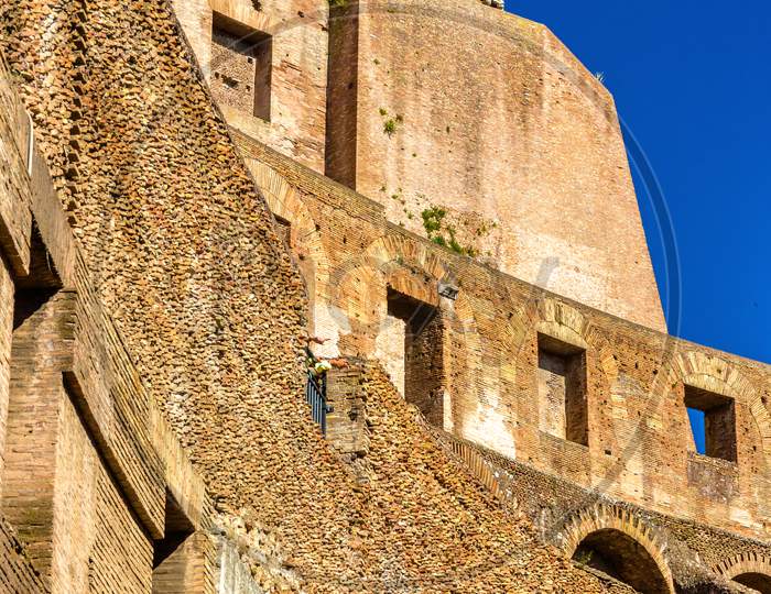 Details Of Colosseum Or Flavian Amphitheatre In Rome