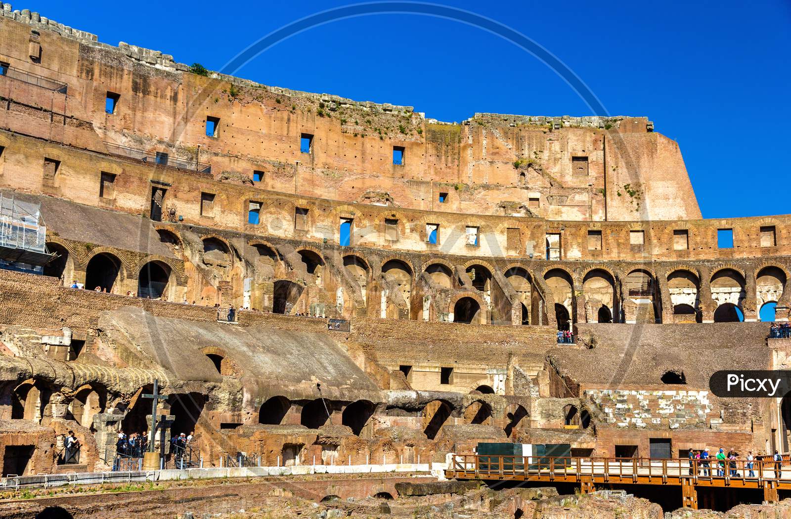 Details Of Colosseum Or Flavian Amphitheatre In Rome