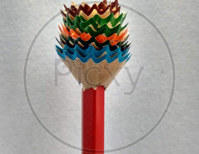 Flower made of pencil waste