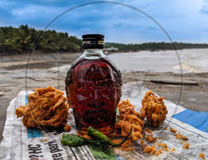 Old Monk with Bhaji