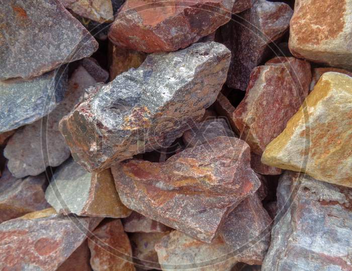 Colored Gravel Stones Background For Construction Industry
