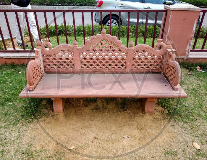 Marble Made Bench In The Garden Seating Area