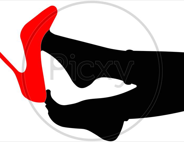A Vector Illustration Artwork Of Girl Red Shoe