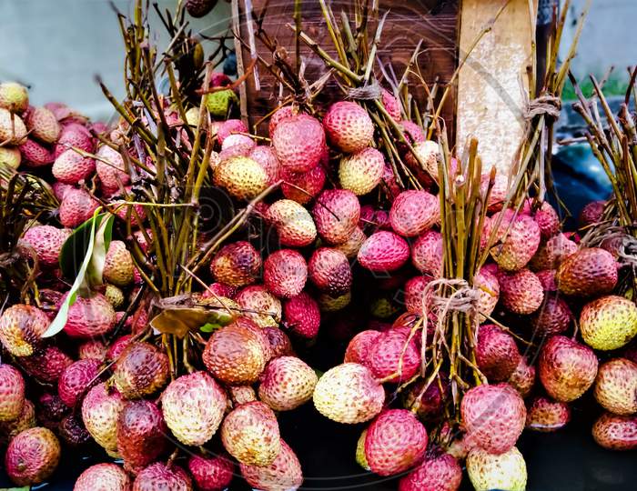 Bunches of Litchi