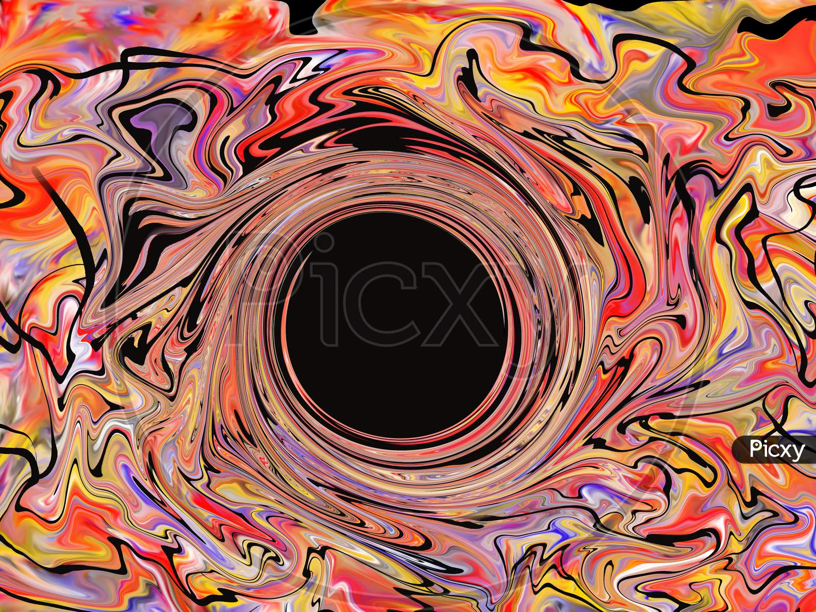 A Unique And Original Abstract Background Created By Several Bright Colors Of Paints Beginning To Blend And Flow Together On A Rotating Canvas