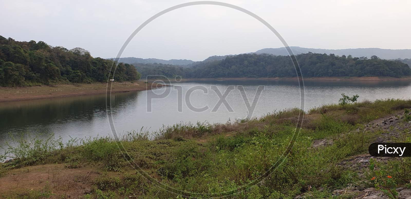 Reservoir or Bank or Revere at Vazhani Dam Reservoir In Kerala, India.