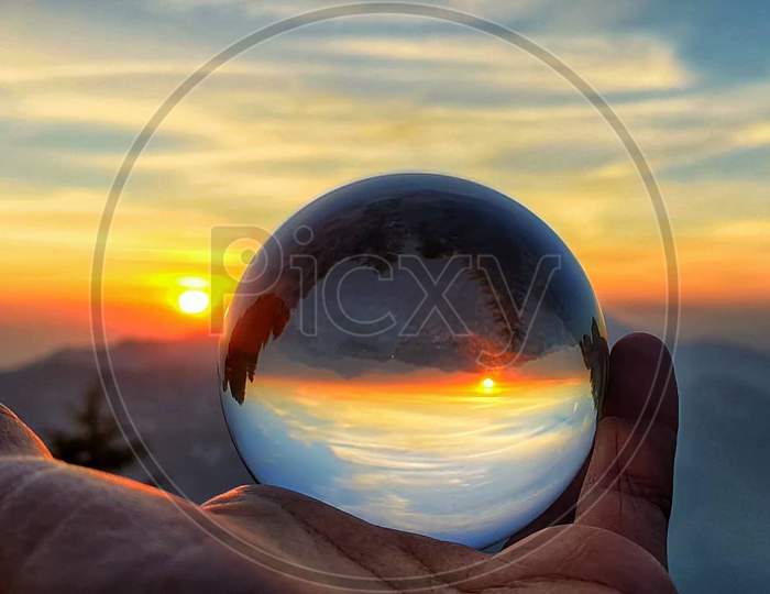 Sunset with Beautiful Lens Ball Effect