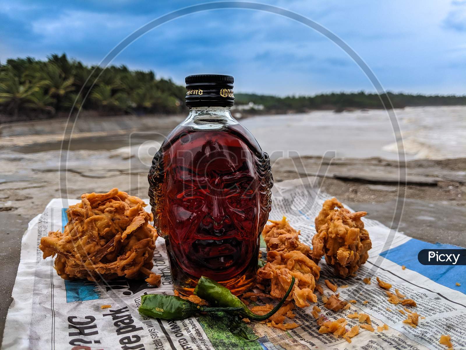 Old Monk with Bhaji