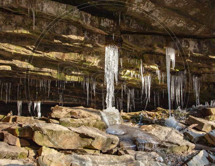 Icicles Found In Glory Hole Falls, Arkansas