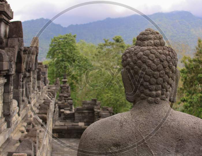 Behind The Back Of Buddha Statue Borobudur