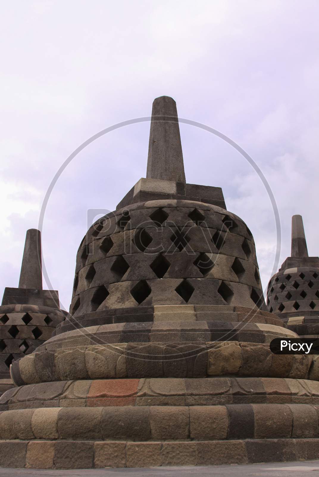Stupa Stone Bell Detail At Borobudur Temple, Java