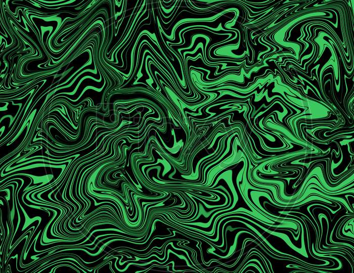 An Abstract Background Of A Mixture Of Different Colored Wet Paints.,Liquefied Background. Fluid Green Black Texture In Digital Art.