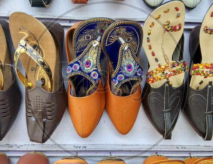 Ladies sandels selling at street stall