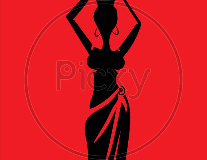 A Vector Illustration Artwork Of Silhouette Woman.