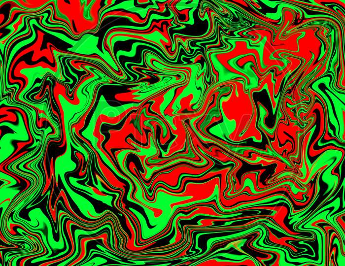 An Abstract Background Of A Mixture Of Different Colored Wet Paints.,Liquefied Background. Fluid Green Texture In Digital Art.