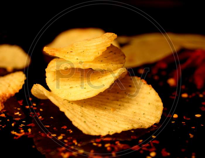 Close up shot of Potato Chips