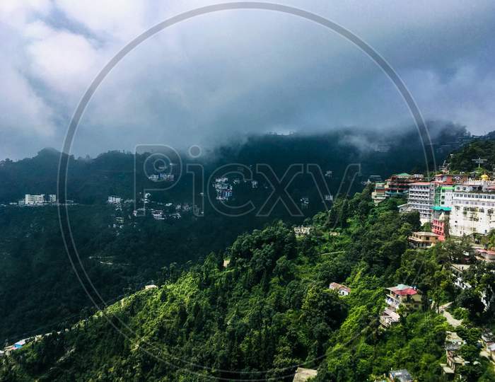 Aerial view of Mussoorie, India