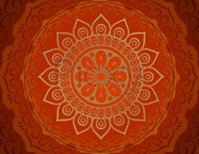 Rangoli Art on Orange Background