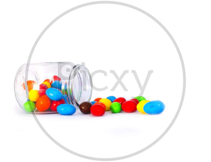 Gems Chocolates on a white colored background