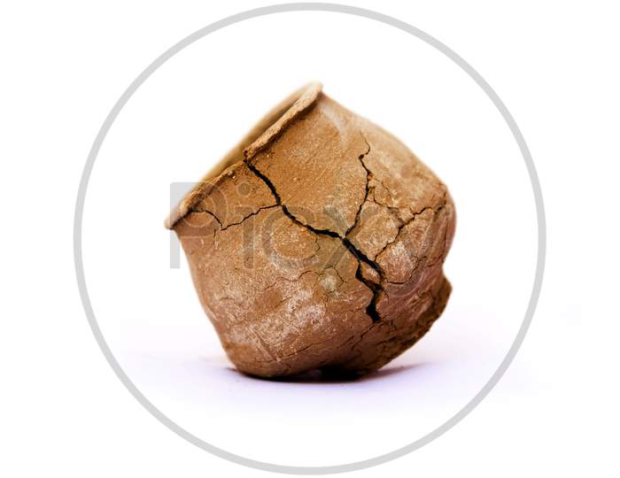 Broken Pot on a white colored background