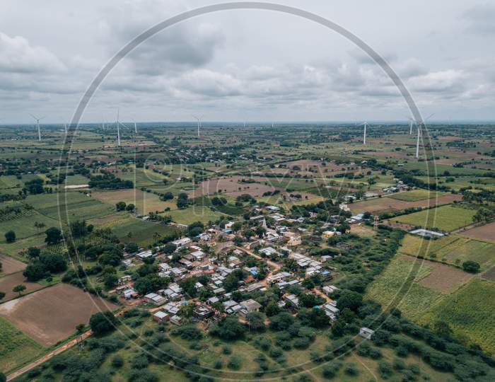 Drone shot of a small village in Maharashtra