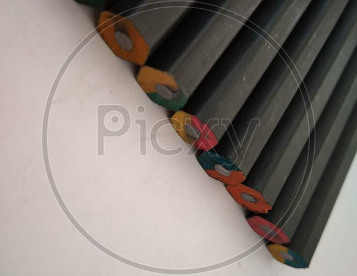 Black colourful pencils