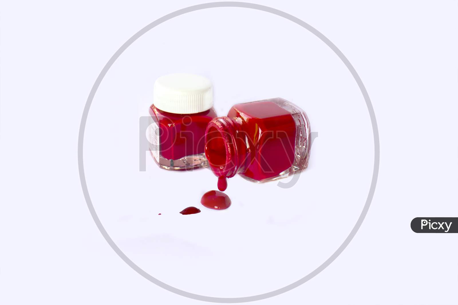 Selective Focus on Red Colour Paint with White Background