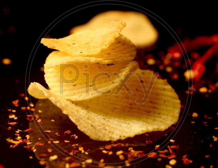 Close up shot of Potato Chips