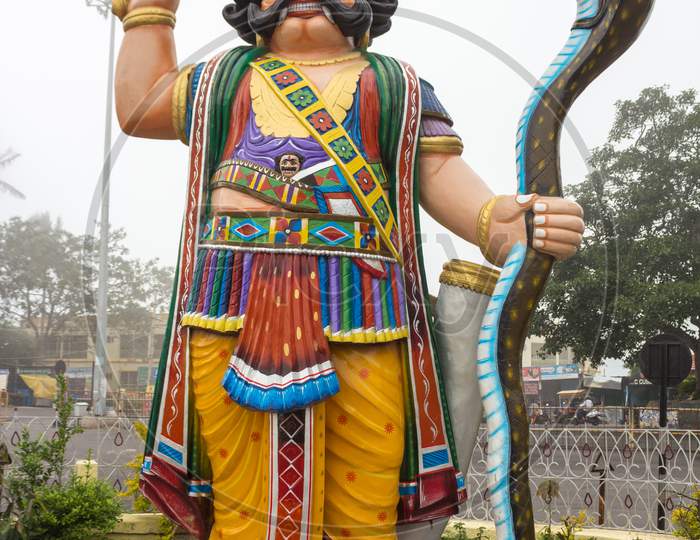 The Demon Statue of Mahisasura atop Chamundi Hills in Mysuru/Mysore city of Karnataka / India.