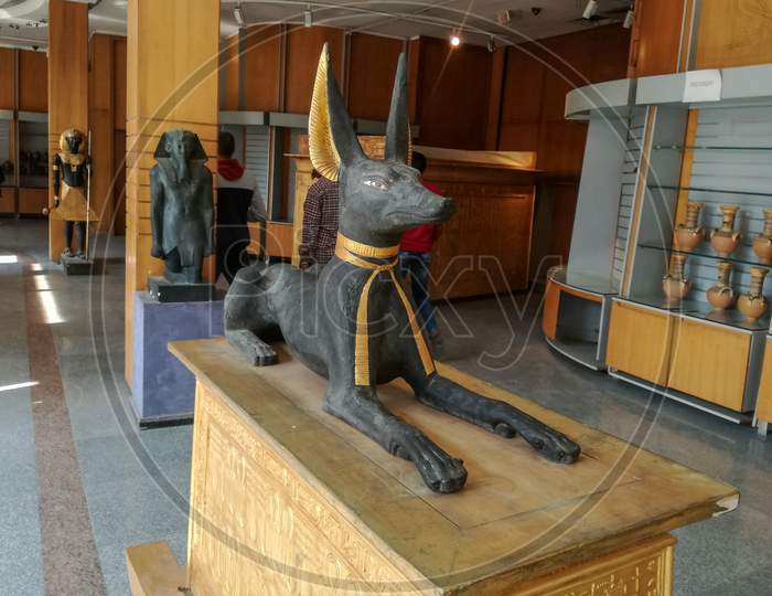Cairo, Egypt- November 2017: National Museum Cat Statue