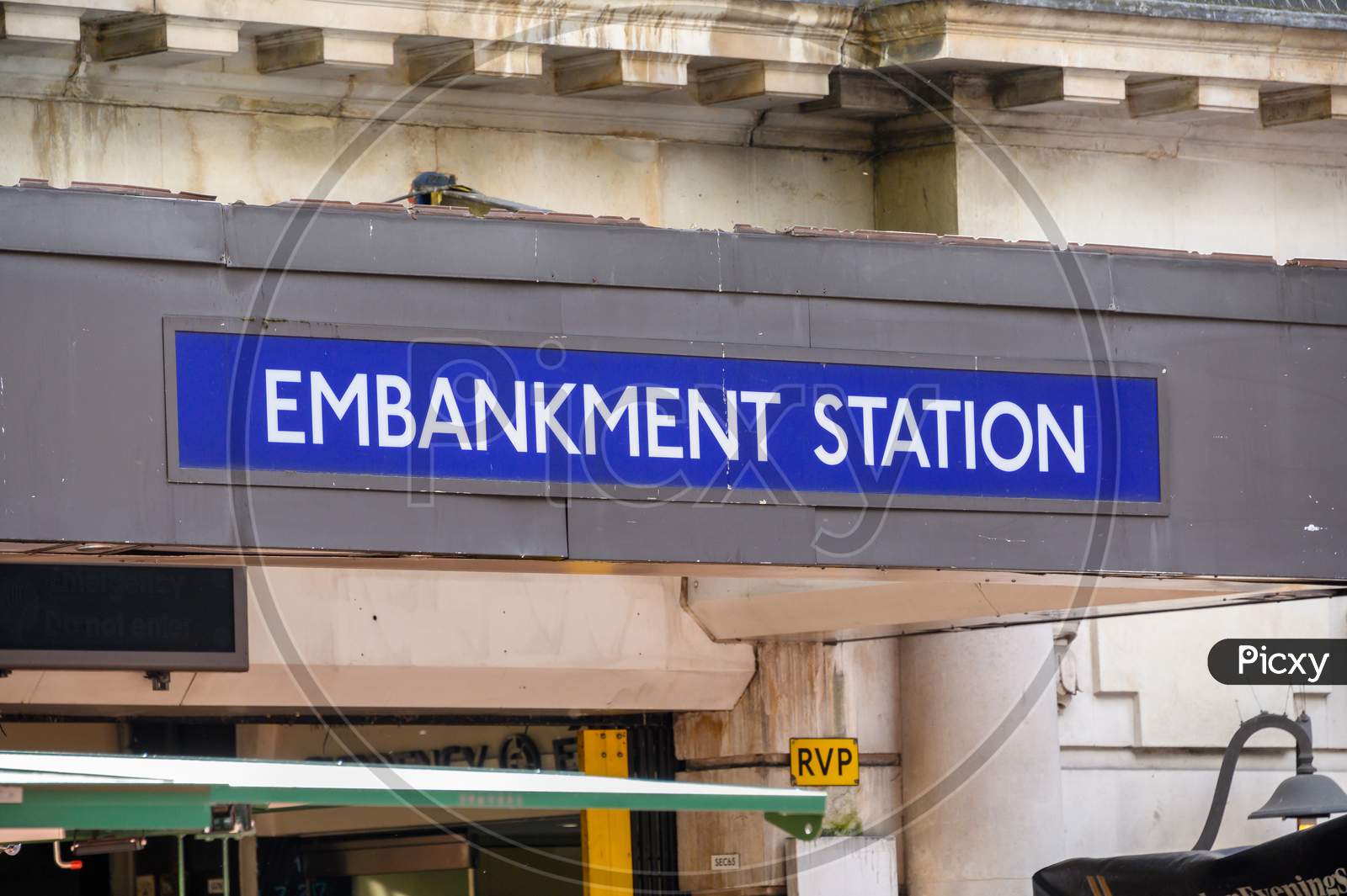 Sign Above The Entrance To Embankment London Underground Tube Station