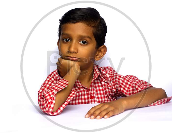 Portrait of a Young Indian Boy in School Dress