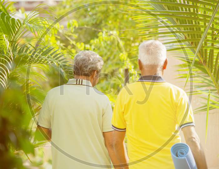 A couple of Elderly Man Or Old Men's walking together at Outdoors