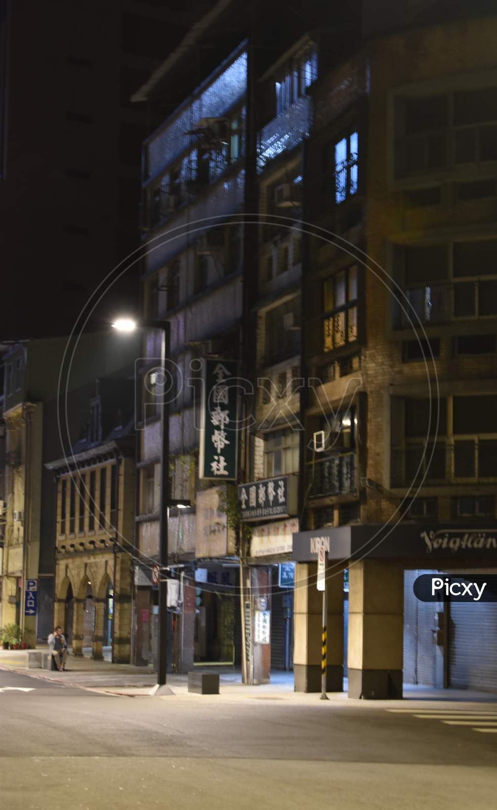 The empty night street in Taipei Taiwan 2020