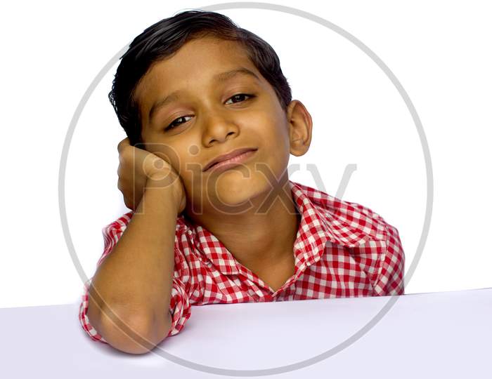 Portrait of a Young Indian Boy in School Dress