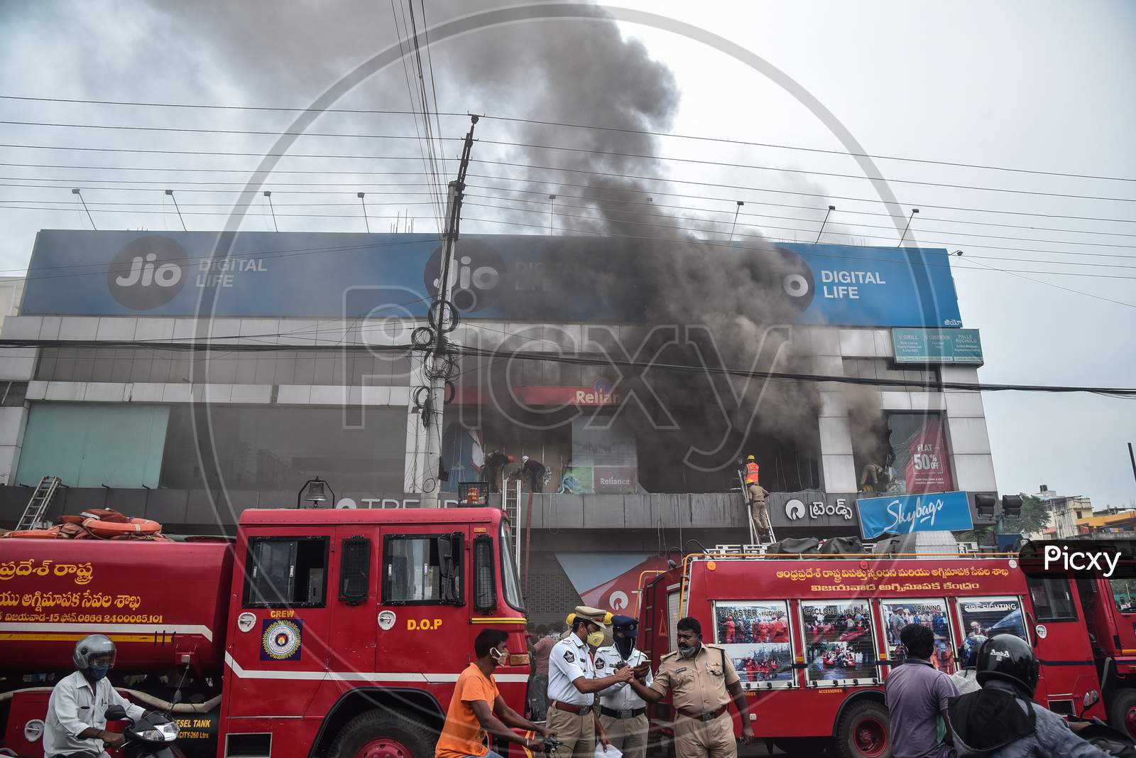 A fire broke out at a Reliance Trends store, during the fifth phase of coronavirus lockdown in Vijayawada.