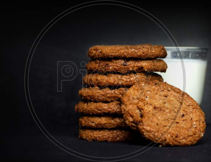 Close up shot of Cookies on Black Background
