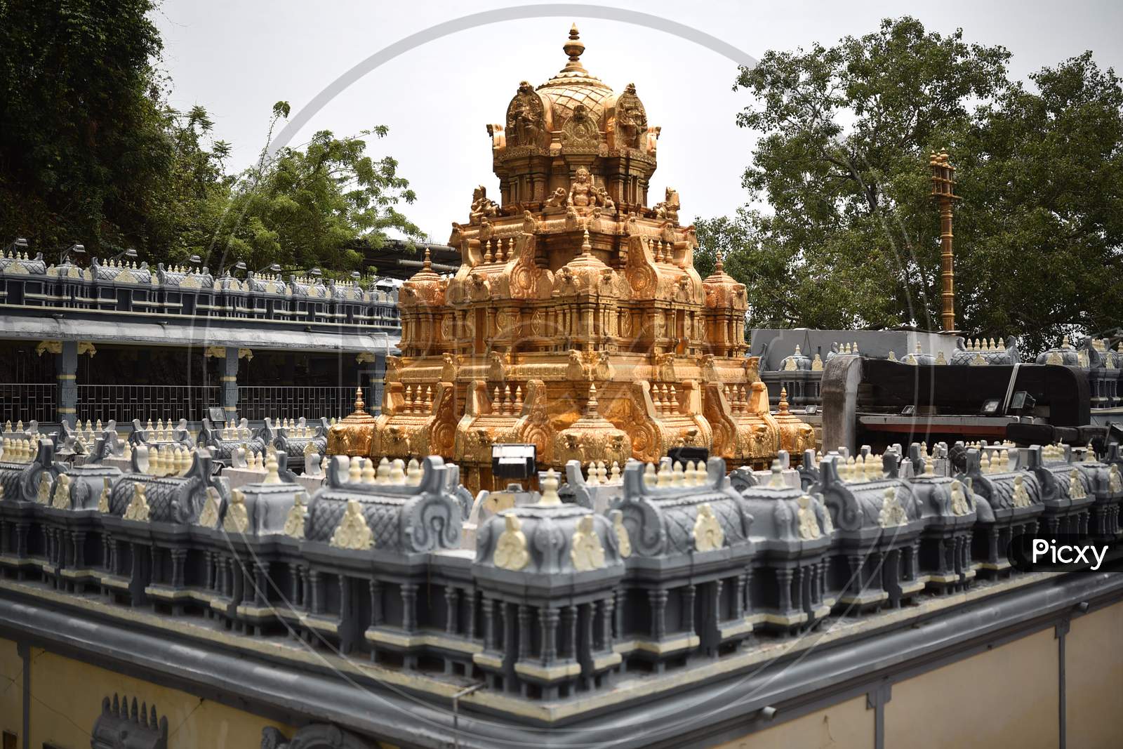 A view of Kanaka Durga temple after it reopened with certain restrictions, during the fifth phase of coronavirus lockdown in Vijayawada.