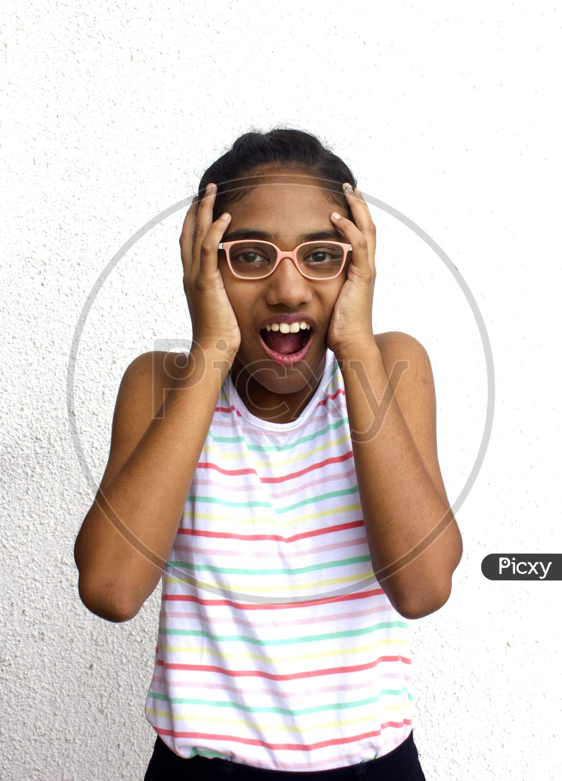 Portrait of a Young Indian Girl with Shouting Expression