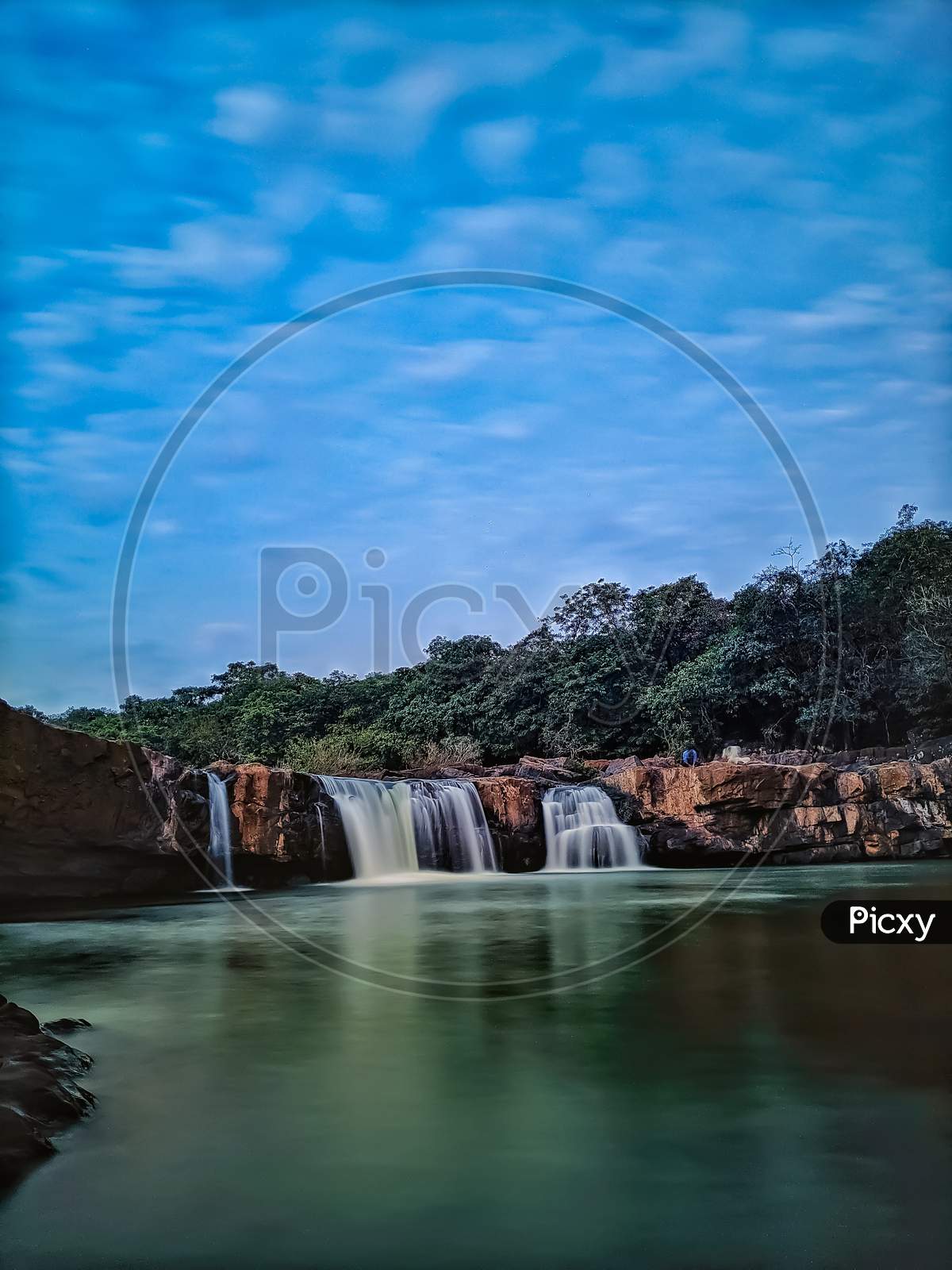 small beautiful waterfall picture at evening, long exposure.