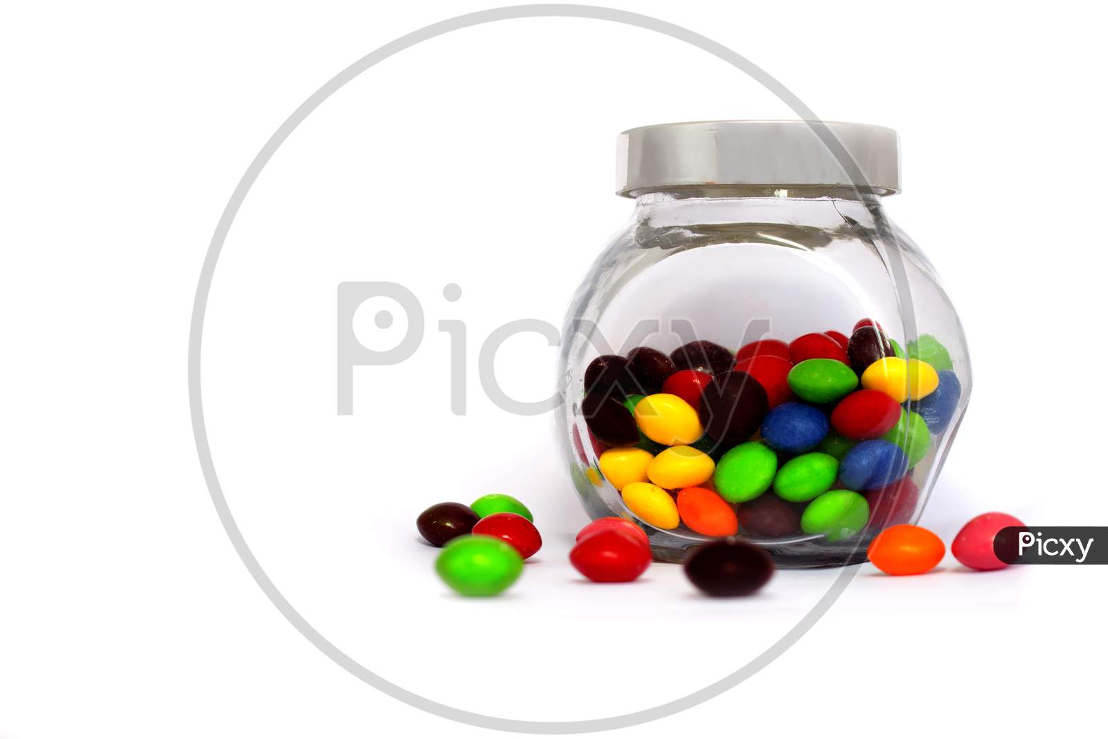 Gems Chocolates on a white colored background
