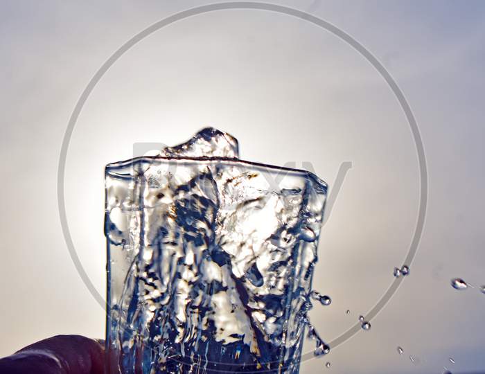 water splash with glass